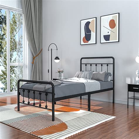 no box spring needed twin size metal bed frame|twin bed frame extra high.